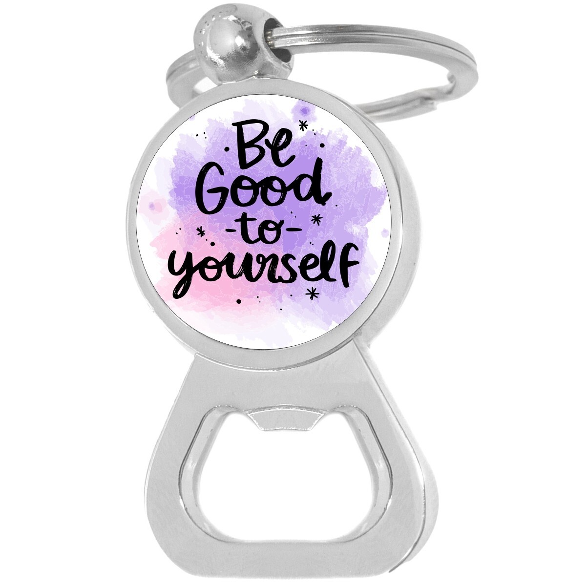 Self-Care Metal Bottle Opener Keychain - Handy Beer Bar Tool Key Ring