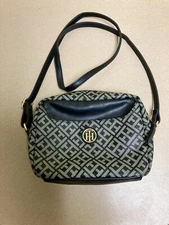 Tommy Hilfiger Monogrammed Navy & Beige Crossbody Bag Handbag Purse
