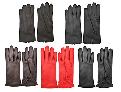 Hiver Chaud Robe Fashion Gants Doublure Intérieure Mouton Véritable Cuir - Photo 1/4