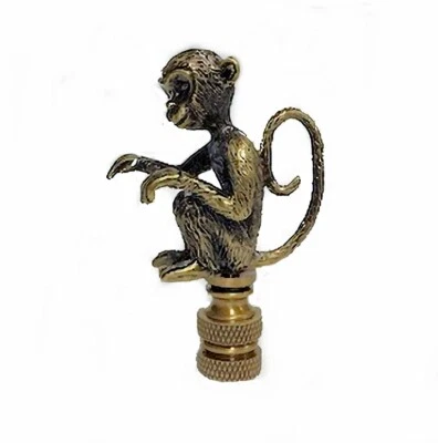 FINIAL SHOWCASE MONKEY WITH TAIL LAMP SHADE FINIAL ANTIQUE BRASS #5