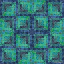 16 Block Log Cabin Pre-Cut Quilt Kit  PACIFIC NIGHTS #2.   By eyecandyfabrics