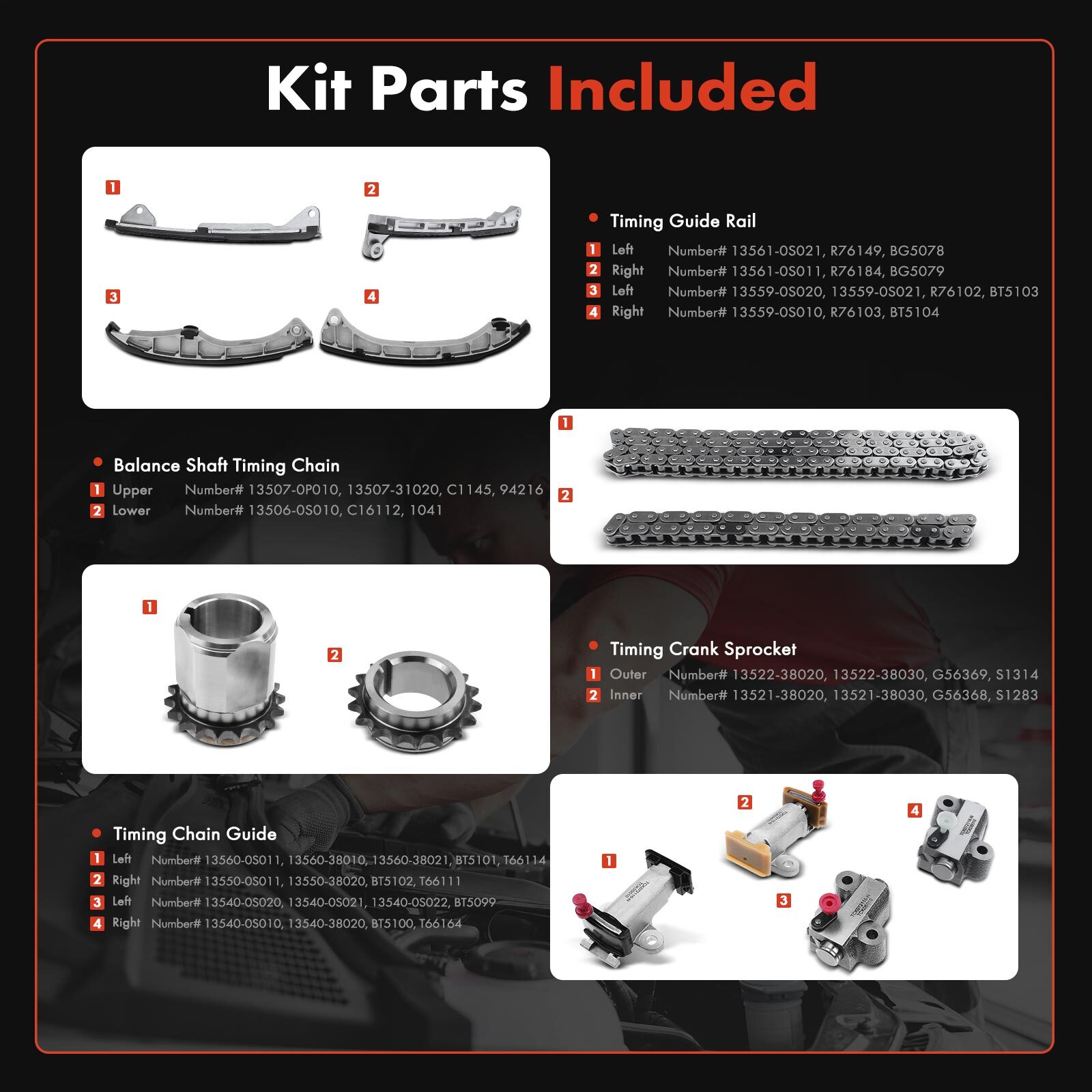 14pcs Timing Chain Kit for Toyota Tundra Sequoia 09-17 Land Cruiser ...