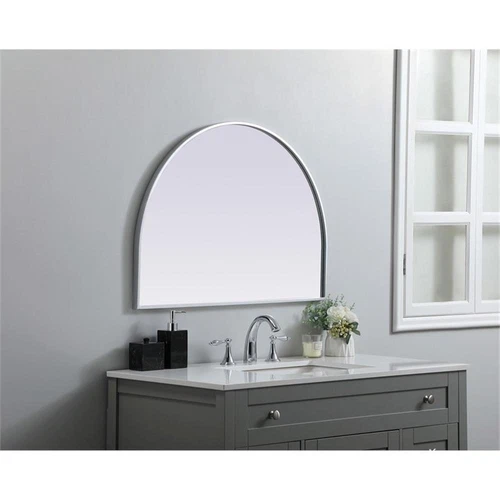 Elegant Decor Ayra 33x24" Arch Modern MDF Wood/Iron Mirror in Silver - Picture 9 of 9