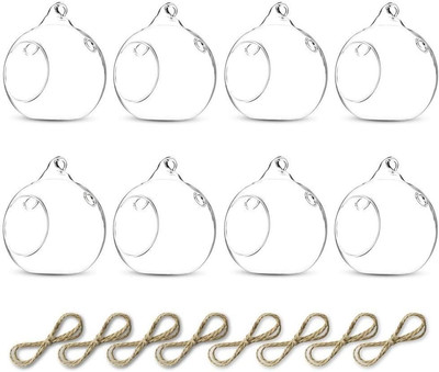 8PCS 80 Mm Appendere Portacandele in Vetro Globi Terrario Wedding Portacandele C