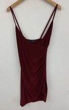Pretty Little Thing Side Ruched Mini Dress Burgundy Size 10 