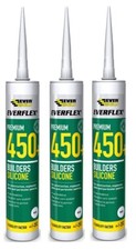 3 x Everbuild Everflex Premium+ 450 Builders Silicone WHITE 300ml