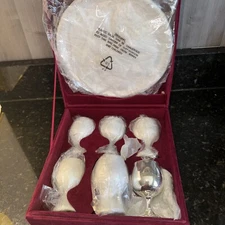 Vintage Godinger Silver Art Company (GSA) - Set, 6 Goblet -Liquor Glasses & Tray