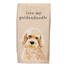 Goldendoodle kitchen towel. Embroidered. Linen Cotton. Dog Lover. Gift.