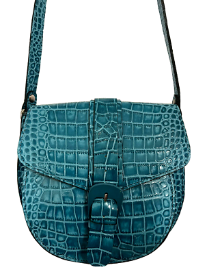 Patricia Nash Padova Croc Embossed Leather Crossbody Saddle  display picture 1