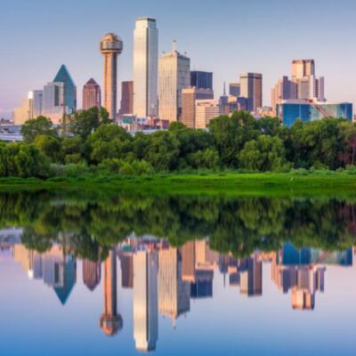 Wandbild: Skyline der Innenstadt von Dallas, Texas, USA. (102651436)