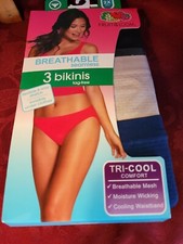 FRUIT OF THE LOOM WOMEN'S 3 PACK BREATHABLE SEAMLESS BIKINI BRIEFS PLUS Sz 9 2X