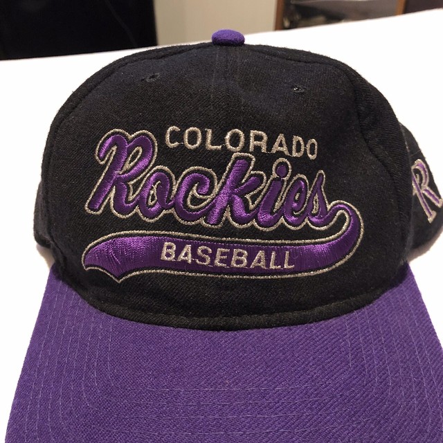 Vintage 90s Colorado Rockies Script Starter Hat SnapBack Cap MLB