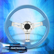 Universal Jdm 14 350mm Skyblue Chrome Steel Heavy Duty Deep Dish Steering Wheel Universal Jdm 14 350mm Skyblue Chrome Steel Heavy Duty Deep Dish Steering Wheel