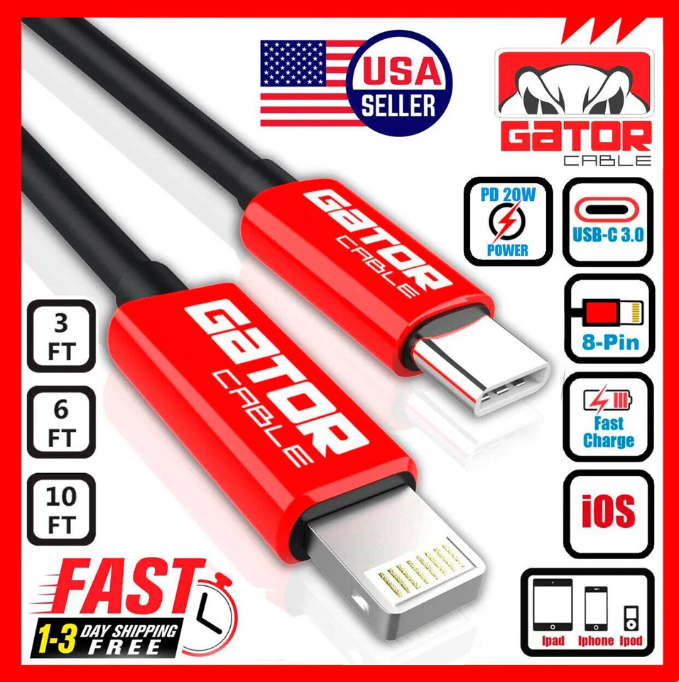 USB-C Charger Cable PD 20W Fast Charge For iPhone 7 8 X 11 12 13 14 Pro Max Plus - Image 2 of 4