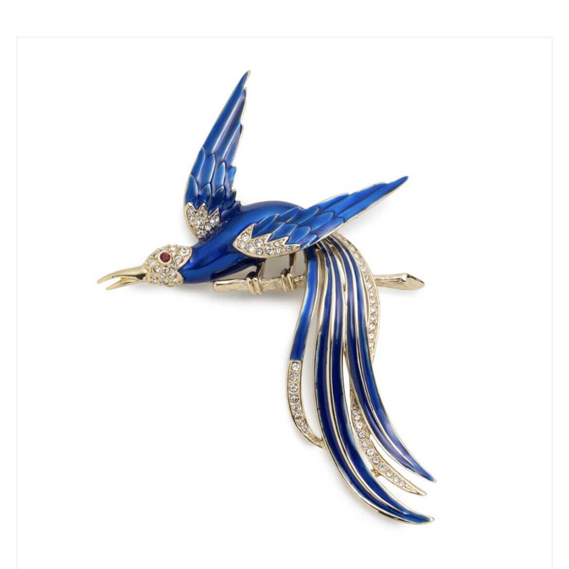 The Met Tropical Bird Brooch Crystal Jeweled Blue… - image 9