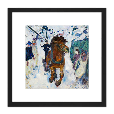 Edvard Munch galoppierendes Pferd abgeschnitten quadratisch gerahmtes Wandbild 8 x 8 Zoll