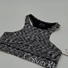 Calvin Klein Sports Bra Womens L Performance Racerback Cutout Spacedye Black