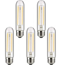 5Pack T10 LED Dimmable Tubular Light Bulb, 2W 25W , 2200K, Vintage Edison, E26