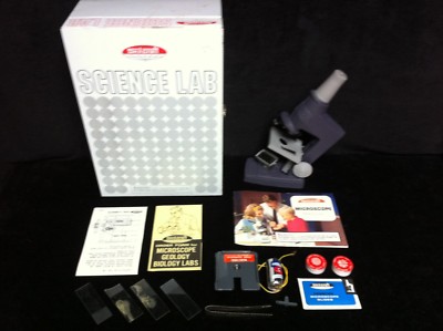 Vintage 1971 SKILCRAFT MICROSCOPE Science Kit Research Lab Set #466 Metal Case