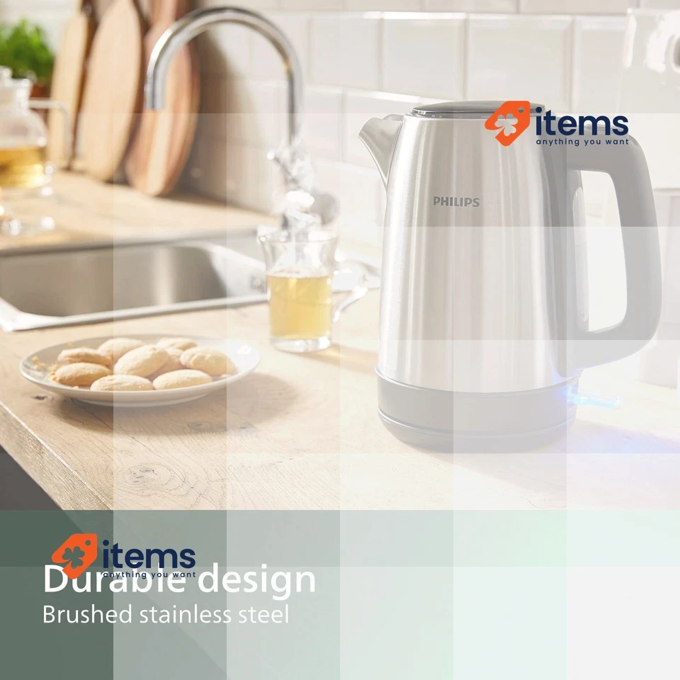 Bollitore Philips Daily Collection, Indicatore Di Luce, 1,7 L, Base 360 Argento - Immagine 2 di 2