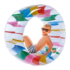 Giant Inflatable Wheel Roller 43" Colorful Water Wheel Swimming Pool Roller T...