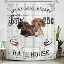 Funny Dogs Shower Curtain Farmhouse Vintage Cute Bathroom Curtain Set Hilariou
