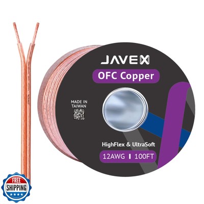 JAVEX 12-Gauge AWG Audio Speaker Wire Cable (100 FT), [OFC Oxygen-Free Copper
