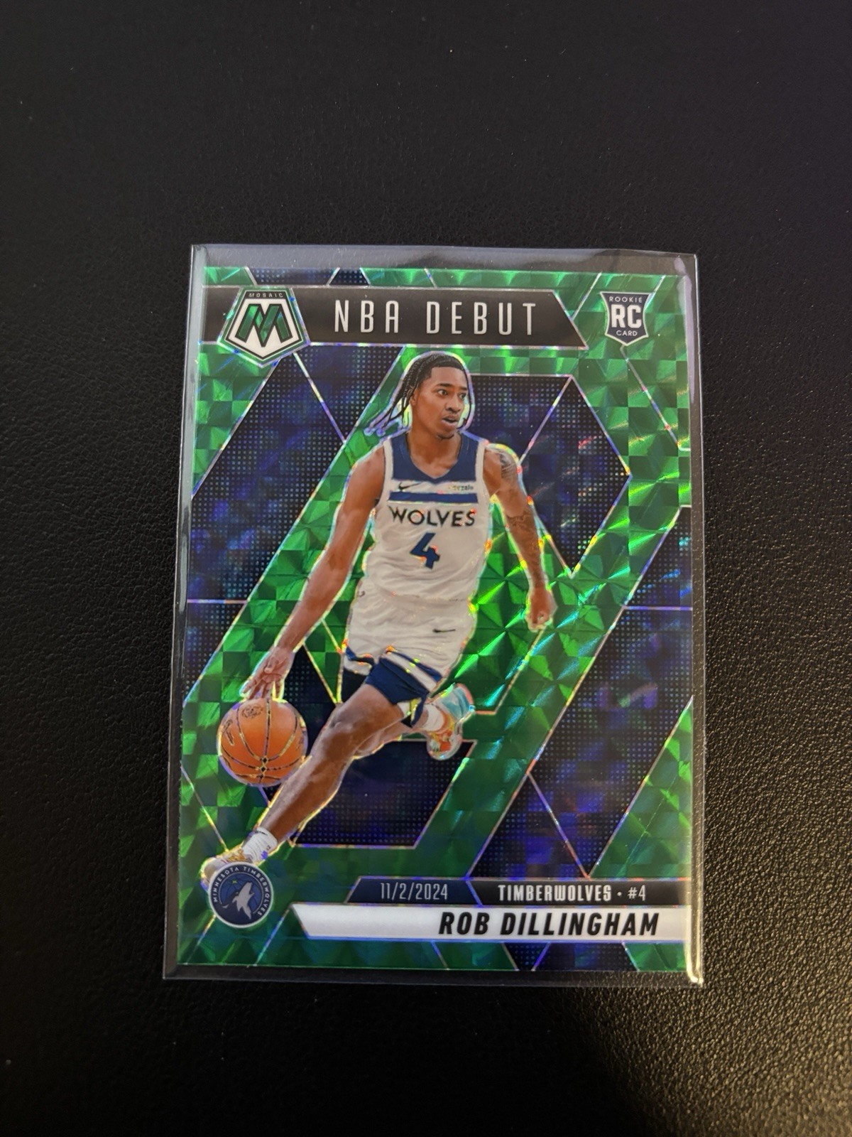 2024-25 Panini Mosaic Rob Dillingham RC NBA Debut Green Mosaic RC
