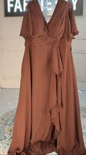 NWOT FAERIESTY 3XL [XXXL Brown Women’s Elegant V neck Long Flowing Evening Gown