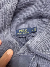 Polo Ralph Lauren Mens Pale Waffle Knit Hoodie L Thermal - Preowned
