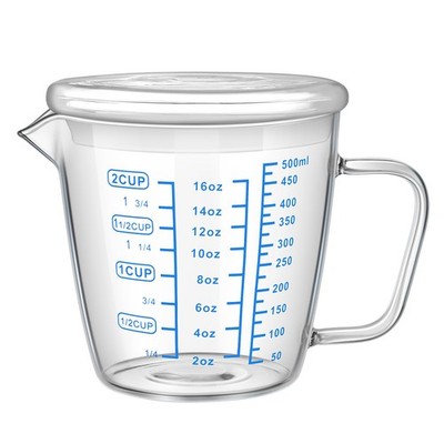 Upkoch -hitzebeständiges Glas Messbecher Kindermilchbecher 500 ml mit Deckel