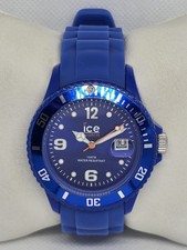 Unisex Ice-Watch Round Blue Dial Rotating Bezel WR 10ATM Date Silicone Watch 08