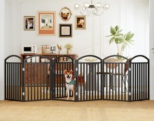 Folding No-Assembly Freestanding Dog Gate with Door,32" Heights Foldable Pet ...