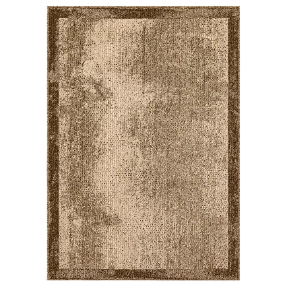 2'6"x3'10" Washable Madison Border Accent Rug Tan - Threshold: Indoor