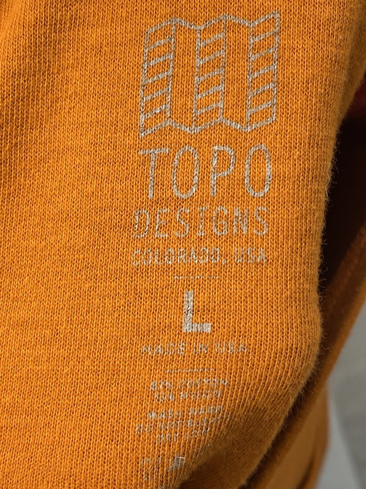 Topo Designs Mens Pocket Sweatshirt Dark Orange Long Sleeve Shirt Size Large