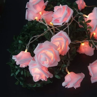 10-80LED Rose Flower Fairy String Lights USB/Battery Powered Garland Party Decor