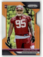 Daron Payne Rookie 2018 Panini Prizm #245 Prizm Orange Die Cut #/249