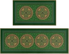 St. Patrick's Day Kitchen Mats Set of 2, Green Vintage Shamrock Kitchen Rugs ...