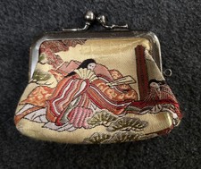 Japanese Gamaguchi Silk Coin Purse With Snap Closure READ
