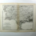 MAP SPAIN South PORTUGAL Andalusia Gibraltar Atlas Justus Perthes 1880 map