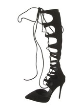 GIUSEPPE ZANOTTI Black Suede Lace-Up with Zip Pumps Size 6.5 IT 36.5 Very Good
