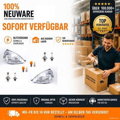 Scheinwerfer Set links & rechts Leuchtmittel passend für Mercedes W168 A-Klasse