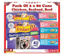 Purina Friskies Pate Wet Cat Food Variety Pack 40ct 5.5oz Seafood Chicken VP 2pk