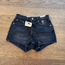 Levi's Black 25 Women's 501 Original High Rise Easy Fit Jean Shorts NWT