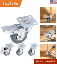 Set of 4 Non-Marking 50mm Swivel Castor Wheels - Easy Install, Lockable Design