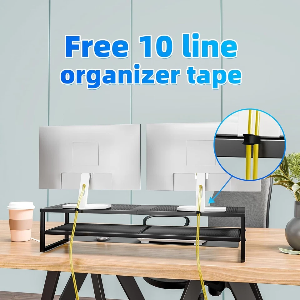 Simple Trending 2 Tier Metal Dual Monitor Stand Riser,Computer Office Desktop Or - Image 3 of 4