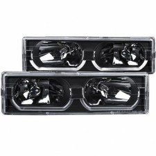 Anzo For Gmc C1500c2500 Suburban 1992-1999 Crystal Headlights Black W Low-brow