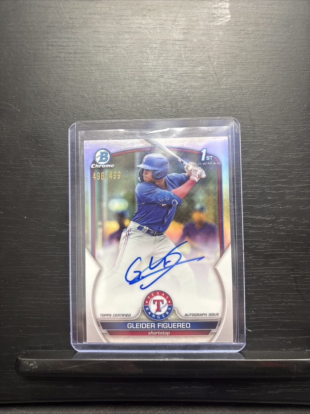 2023 Bowman Chrome Prospect #CPA-GF Gleider Figuereo Refractor Auto /499 Rangers