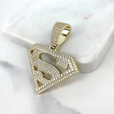 2 Ct Superman Lab Created Diamond Men's Pendant 14k Yellow Gold Plated Silver