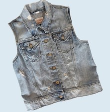 LEVI'S Denim Distressed Full Button Vest Size Small